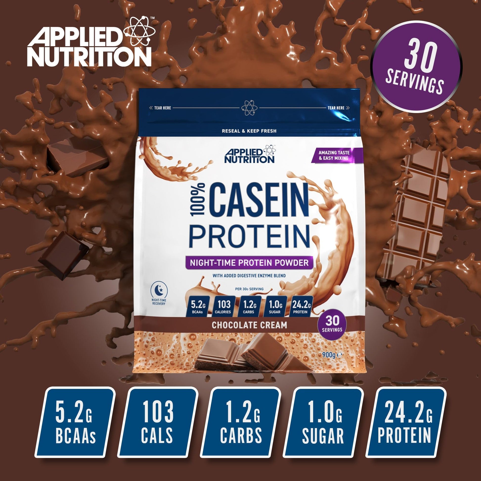 Applied Nutrition Casein Protein Powder - Micellar Casein Supplement, Slow Release Protein Applied NutritionBuy Supplements Australia
