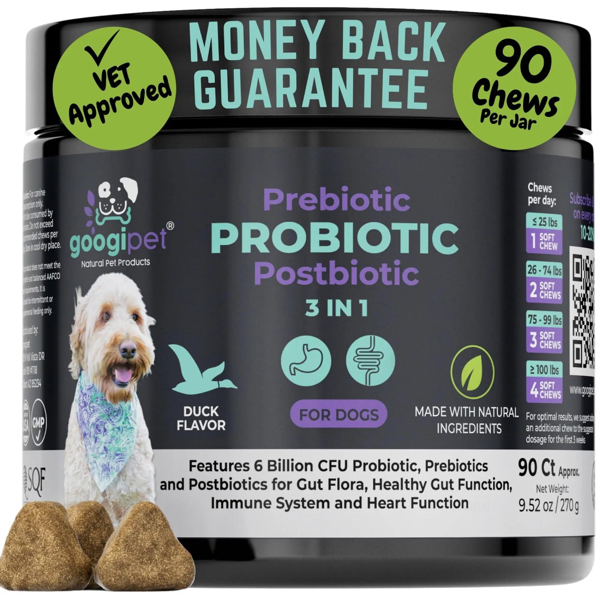 Googipet Probiotics for Dogs Digestive Health - Prebiotics and Probiotics Chews for Dog Yeast Infection Treatment + Digestive Enzymes - Dog Probiotics for Itchy Skin & Ears w/Papaya, Pumpkin, & Fiber GOOGIPET NATURAL PET PRODUCTSBuy Supplements Australia