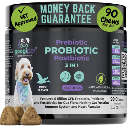 Googipet Probiotics for Dogs Digestive Health - Prebiotics and Probiotics Chews for Dog Yeast Infection Treatment + Digestive Enzymes - Dog Probiotics for Itchy Skin & Ears w/Papaya, Pumpkin, & Fiber GOOGIPET NATURAL PET PRODUCTSBuy Supplements Australia