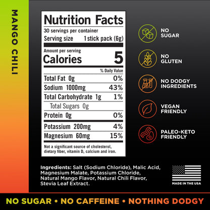 LMNT Zero Sugar Electrolytes - Mango Chili Salt | Drink Mix | 30 Count Drink LMNTBuy Supplements Australia