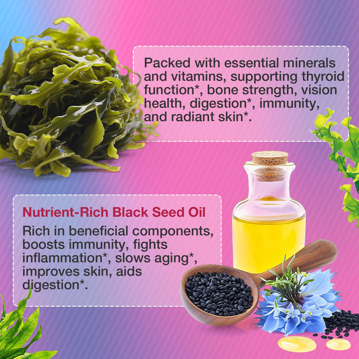 MSLOTAL Irish Sea Moss Gummies with Black Seed Oil, Ashwagandha Bladderwrack and Burdock Root, Organic Sea Moss Gummies for Women and Men with Shilajit, Immune Support, Vegan, 120 Gummies Totalss MSLOTALBuy Supplements Australia