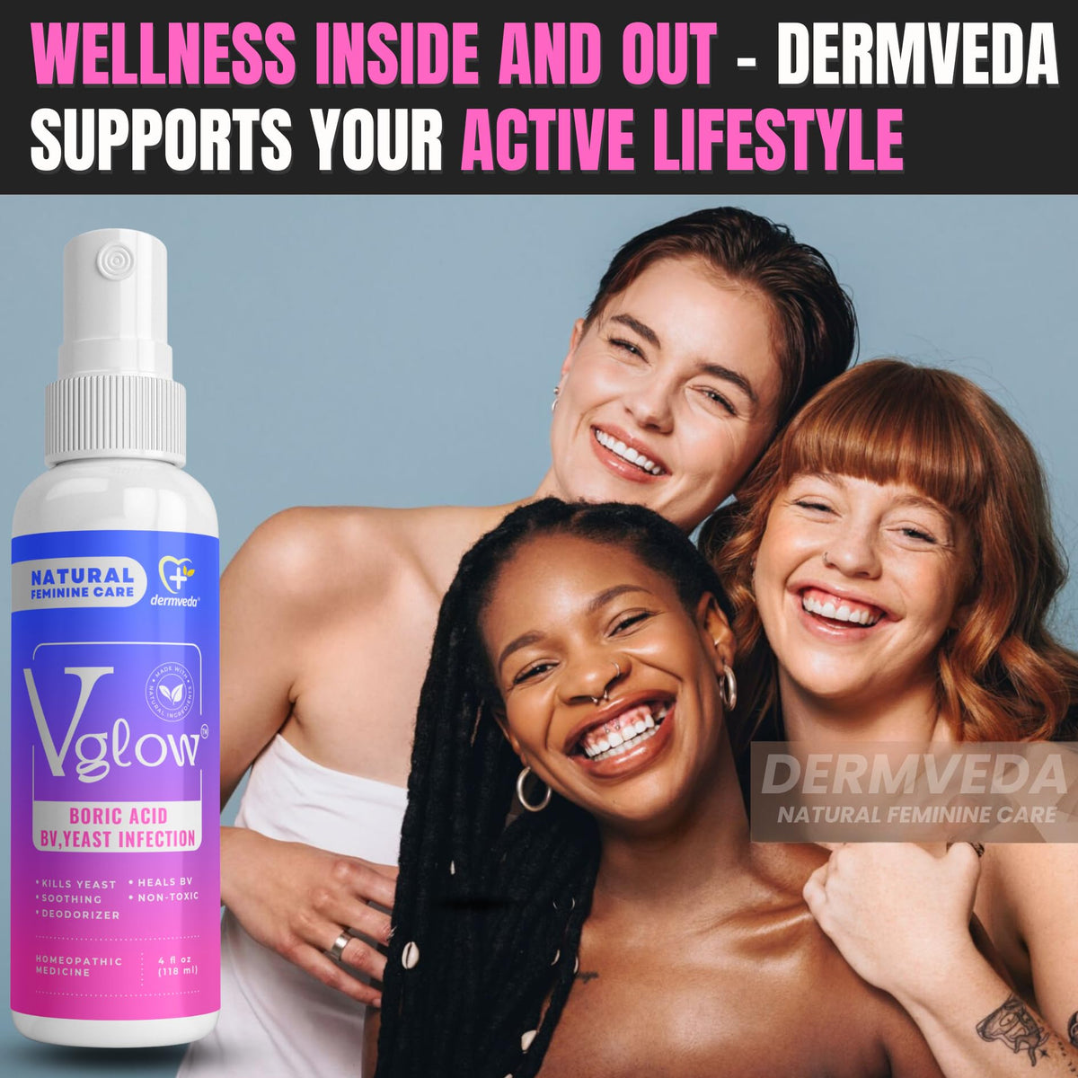 Dermveda Boric Acid BV Relief for Women - Natural Yeast Infection, Odor, Itch Relief Solution DermvedaBuy Supplements Australia