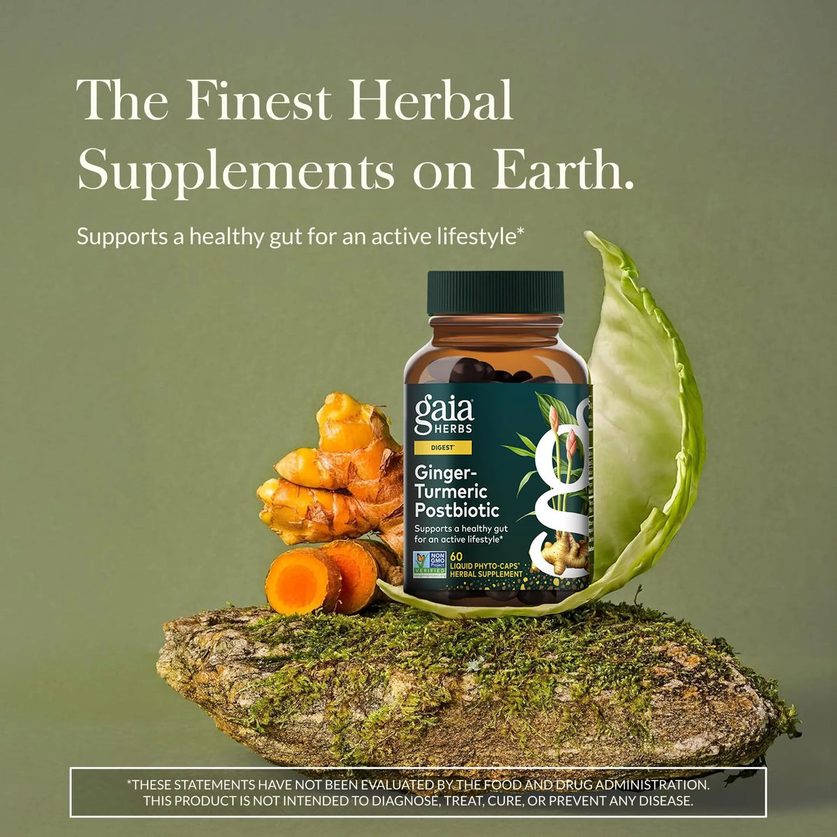 Gaia Herbs Ginger-Turmeric Postbiotic - Healthy Gut Support* - 60 Vegan Liquid Phyto-Caps (30 Servings) Gaia HerbsBuy Supplements Australia