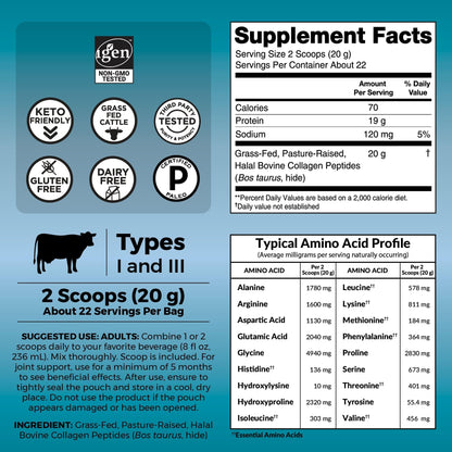 Viva Naturals Collagen Peptides Powder - Grass-Fed Hydrolyzed Bovine, Type I & III - 19 g Protein, Unflavored, Easy Dissolving - Joint, Skin, Hair & Nail Support - Paleo, Keto, Non-GMO - 1lb Viva Naturals buy supplements Au