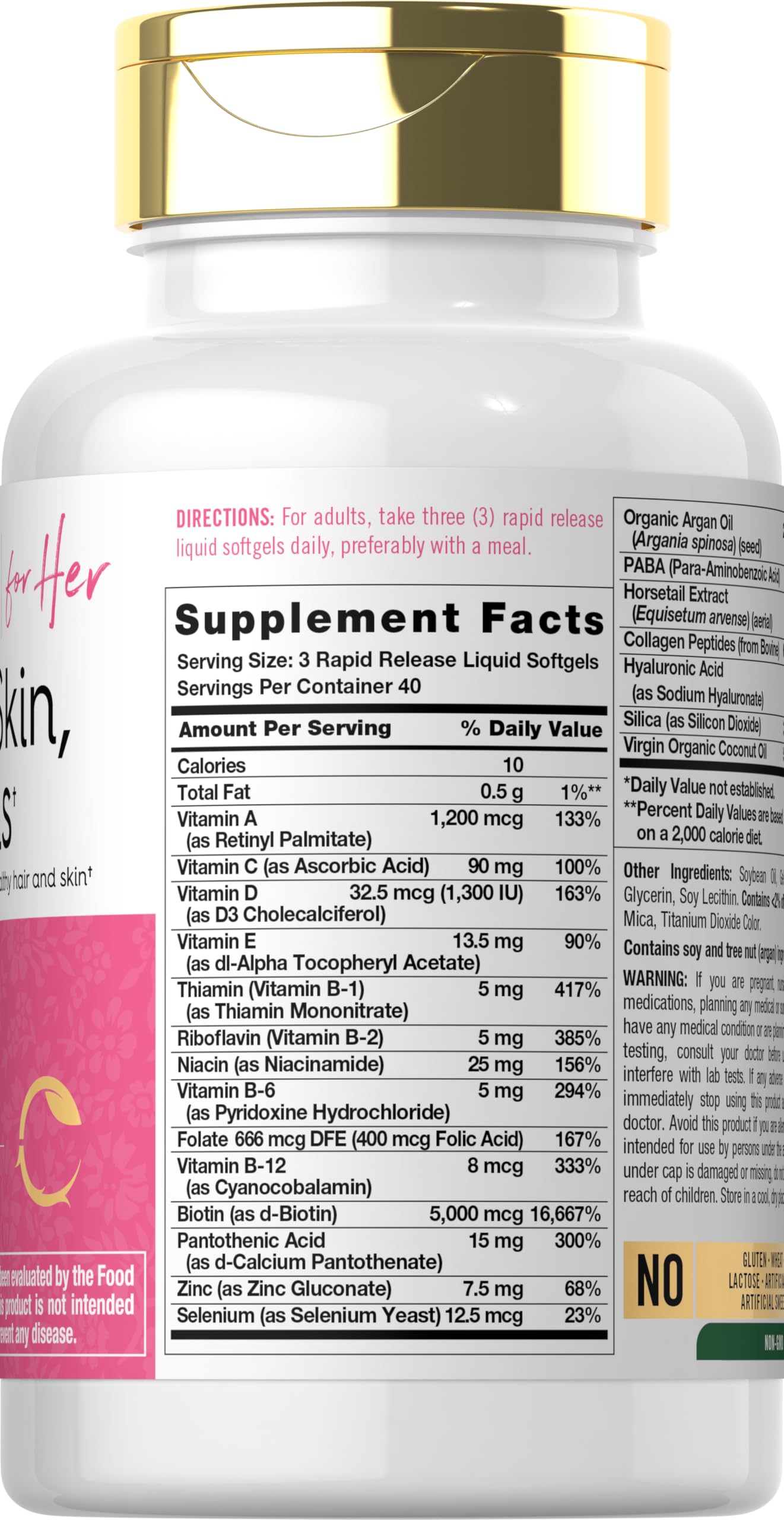 Carlyle Hair Skin and Nails Vitamin | 120 Softgels | Beauty Formula Supplement | with Biotin and Collagen Zinc, Vitamin A, B6, C & E | Non-GMO, Gluten Free Carlyle buy supplements Au