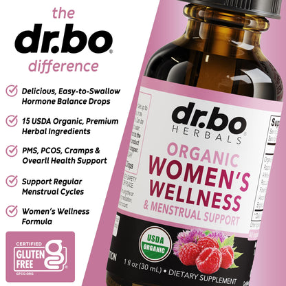 Hormone Balance for Women & PMS Relief - Women's Wellness Organic Hormonal Balance Supplements Liquid Drops & Menstrual Cramp Period Support - Raspberry Leaf, Chasteberry, Black Cohosh Supplement 1 Oz DR. BOBuy Supplements Australia