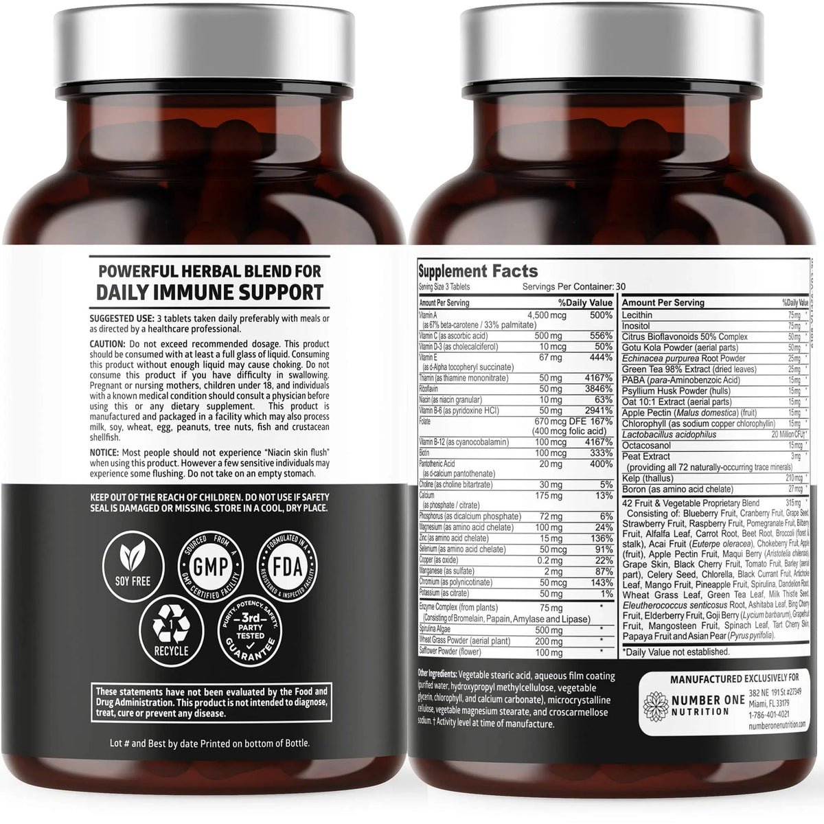N1N Premium Plant Based Multivitamin [42 Powerful Ingredients] Men & Women Daily Multivitamins with Raw Veggies and Fruits, Probiotics Number One Nutrition