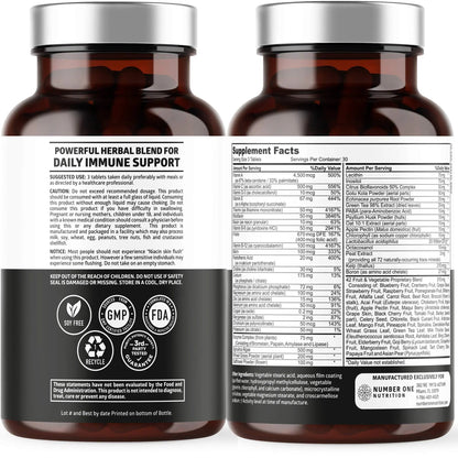 N1N Premium Plant Based Multivitamin [42 Powerful Ingredients] Men & Women Daily Multivitamins with Raw Veggies and Fruits, Probiotics Number One Nutrition