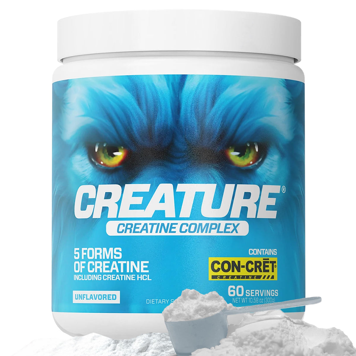 CREATURE® Creatine Complex - Creatine Monohydrate Powder with 5 Types of Creatine Including Con-Crēt® Creatine HCL, Promotes Muscle, Strength, Endurance, Brain Health, Unflavored, 300g 60 Servings CREATUREBuy Supplements Australia
