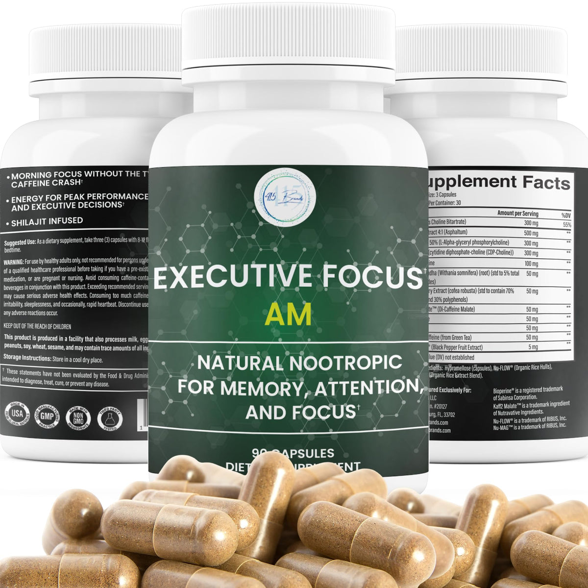 12-in-1 Natural Nootropic Brain Supplement for Memory and Focus, Nootropic for Men & Women, Brain Support Pill for Adults, Brain Vitamins - Focus 30 Day Supply Executive FocusBuy Supplements Australia