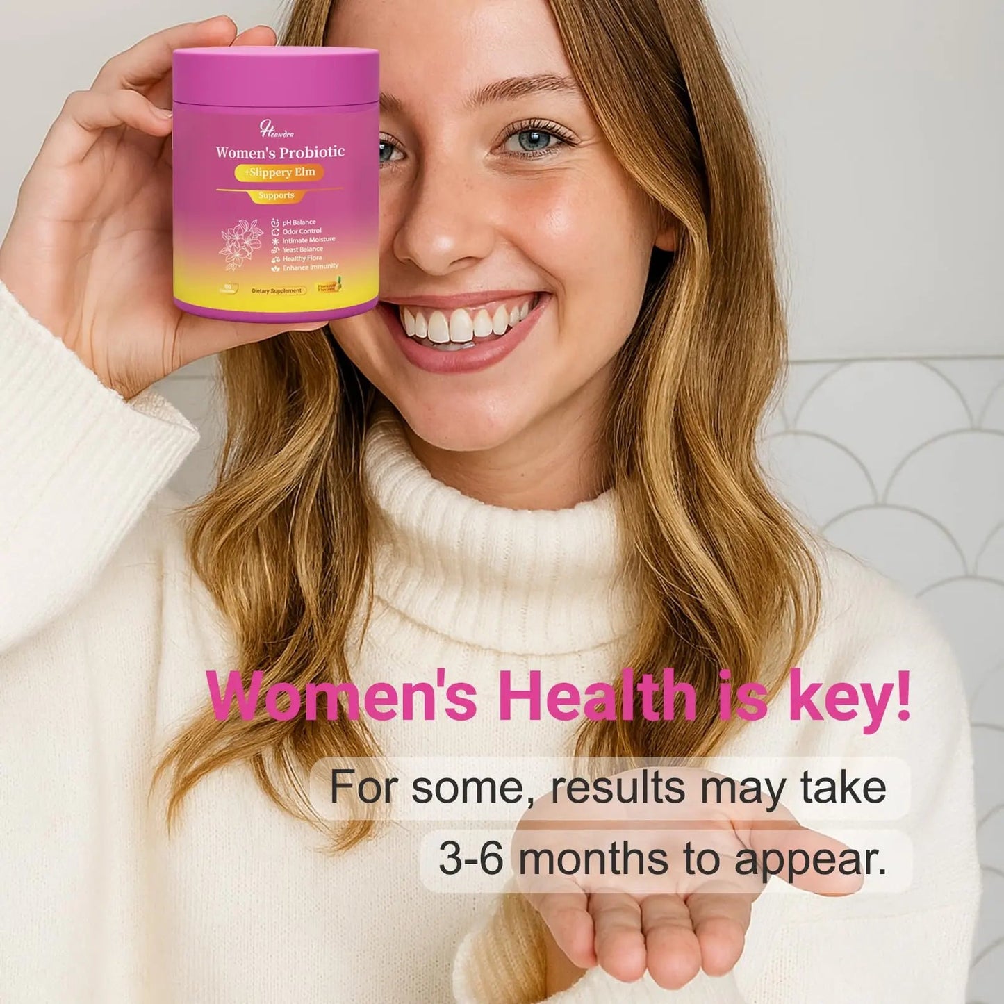 Her Juicy Women's Probiotic Gummies: Supports Women’s Wellness & pH Balance, Clean Vegan, Pineapple Flavor, Prebiotics & Lactobacillus Blend, with Slippery Elm, Gut Health & Immune Defense, 60 Gummies HeawdraBuy Supplements Australia