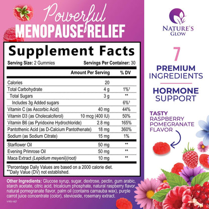 Menopause Supplement for Women - Complete Multi-Benefit Menopause Relief Gummy for Mild Hot Flashes & Night Sweats, Natural Balance & Energy Support, Menopausal Vitamins, Gluten Free - 60 Gummies Nature's GlowBuy Supplements Australia