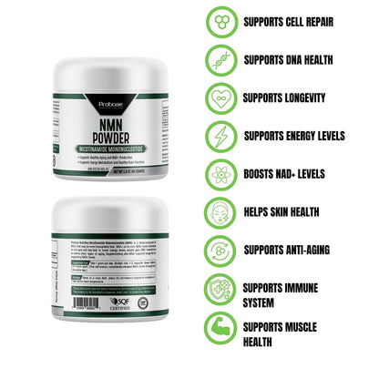 Probase Nutrition Longevity Pure NMN Powder 40 Grams - Ultra-Pure, Fully Stabilized, Pharmaceutical Grade NMN to Boost NAD+, Nicotinamide Mononucleotide Powder Supplement Probase NutritionBuy Supplements Australia