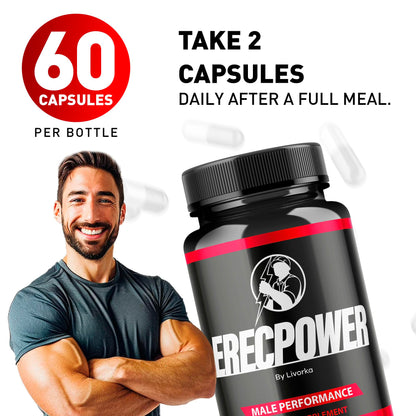 LIVORKA Erecpower Multivitamin Male Performance Capsules for Mens Health, Advanced Formula - 300 Capsules (5 Month Supply) - Pack of 5 LIVORKABuy Supplements Australia