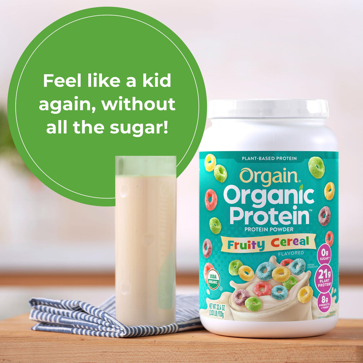 Orgain Organic Vegan Protein Powder, Fruity Cereal - 21g Plant Based Protein, Gluten Free OrgainBuy Supplements Australia