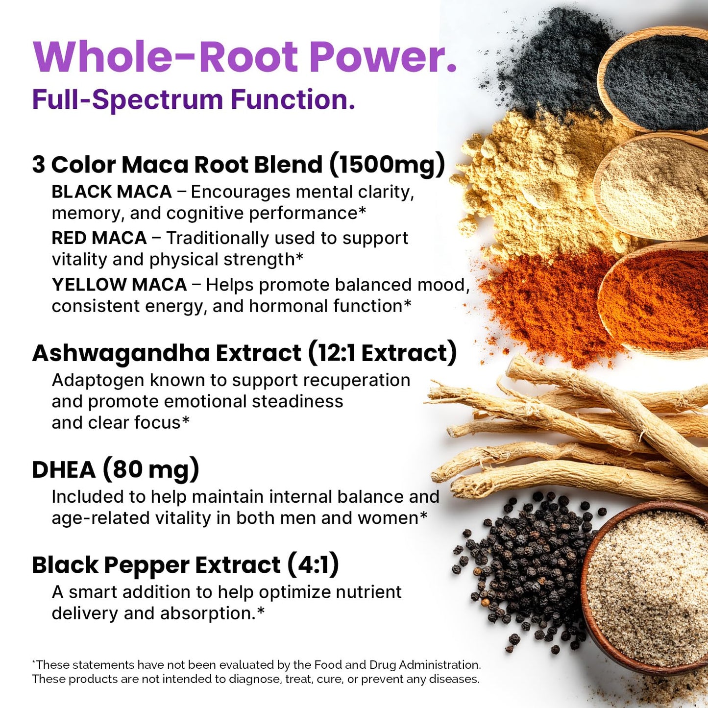 6-in-1 Organic Maca Root Ashwagandha Capsules 1710mg with DHEA and Black Pepper Fruit Extract for Women and Men - Black Maca Supplement for Stamina, Bone and Mood Support Supplement, 120ct (Pack of 3) PrimeMDBuy Supplements Australia