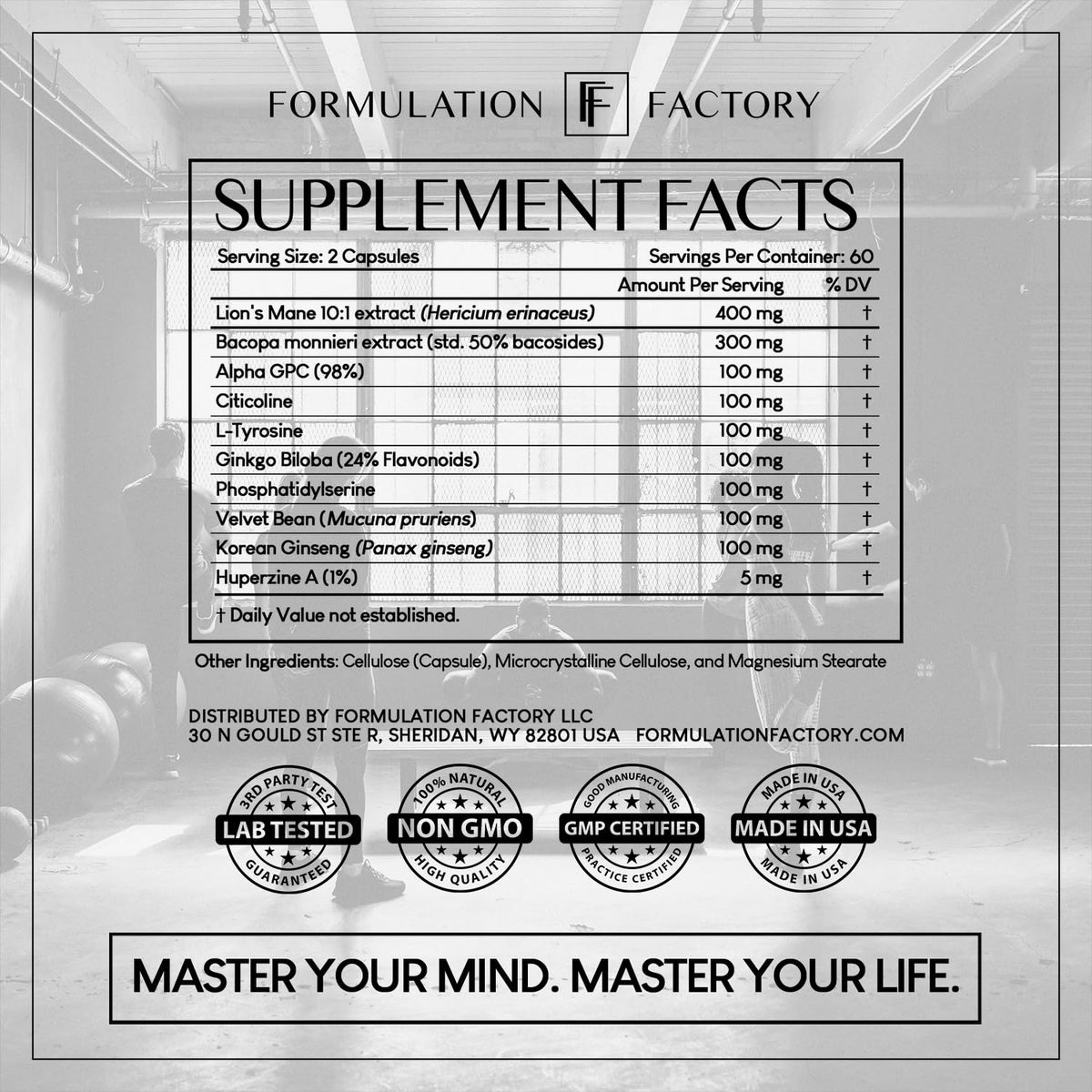Formulation Factory Nootropic Brain Supplement - Boss Mode Focus & Memory Complex with Lion's Mane, Alpha GPC & Bacopa - Cognitive Support - 120 Capsules, 2 Month Supply Formulation FactoryBuy Supplements Australia