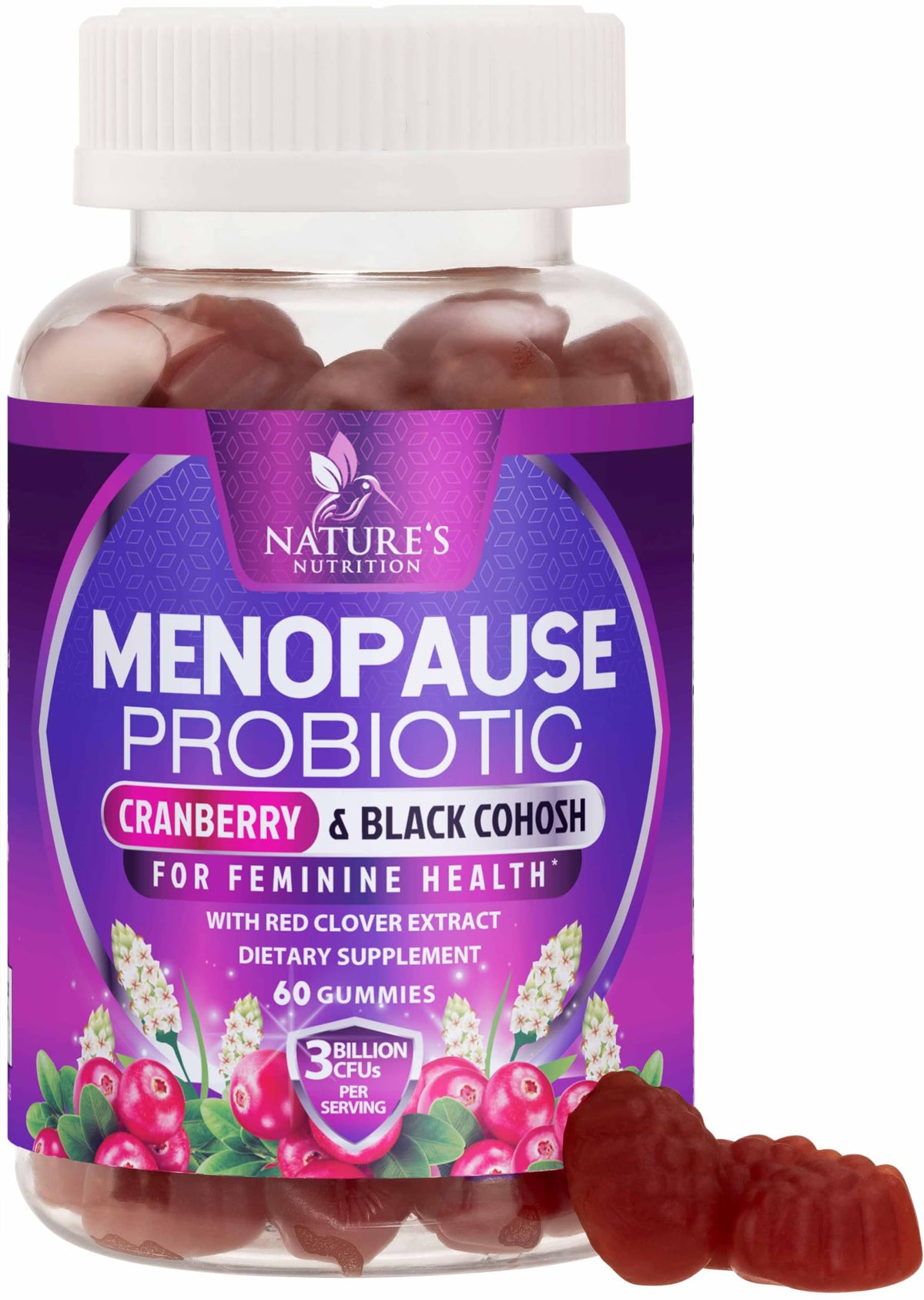 Menopause Supplement Gummies - 3 Billion CFU Women's Probiotics - Advanced Menopause Relief Formula for Women with Black Cohosh & Red Clover - Mild Hot Flashes & Night Sweats Support - 60 Gummies Nature's NutritionBuy Supplements Australia