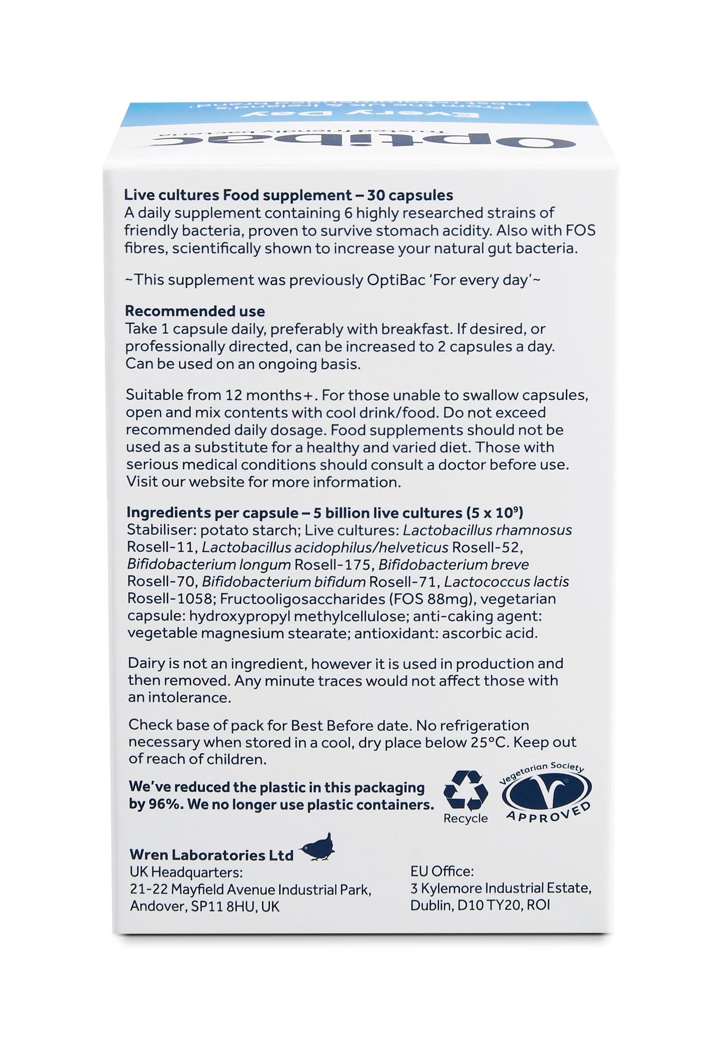 Optibac Probiotics Every Day - Digestive Probiotic Supplement with 5 Billion Bacterial OptiBacBuy Supplements Australia