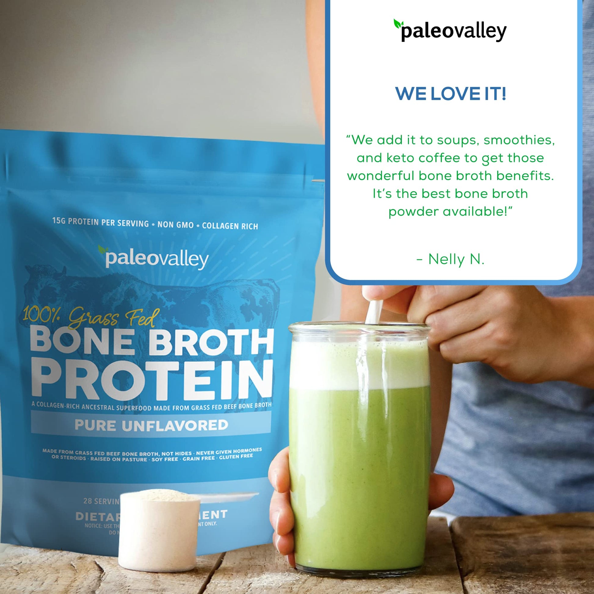 Paleovalley 100% Grass Fed Beef Bone Broth Protein Powder - Rich in Collagen Peptides PaleovalleyBuy Supplements Australia