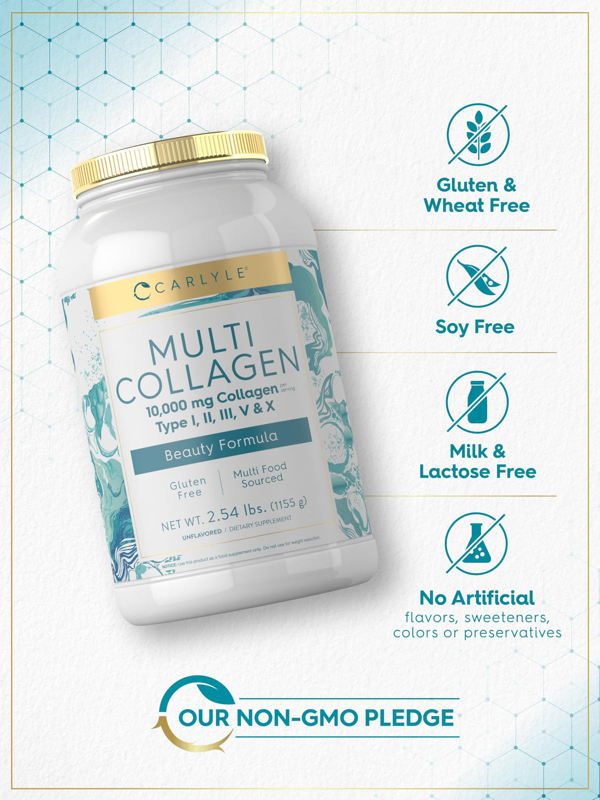 Carlyle Multi Collagen Peptides Powder 40 oz | Type I, II, III, V, X | Supplement Blend with Protein | Multi Food Sourced | Non-GMO, Gluten Free Carlyle buy supplements Au