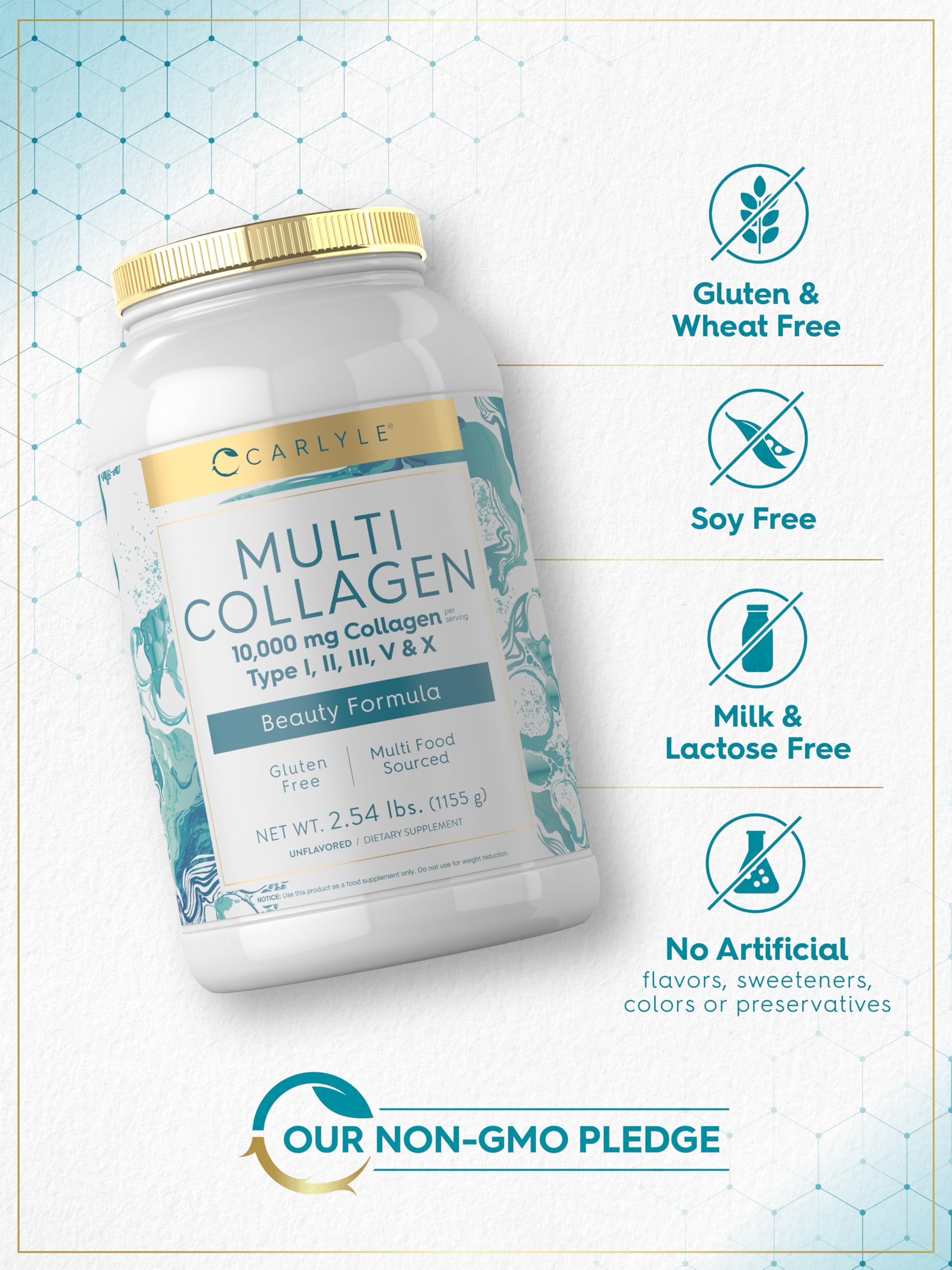 Carlyle Multi Collagen Peptides Powder 40 oz | Type I, II, III, V, X | Supplement Blend with Protein | Multi Food Sourced | Non-GMO, Gluten Free Carlyle buy supplements Au