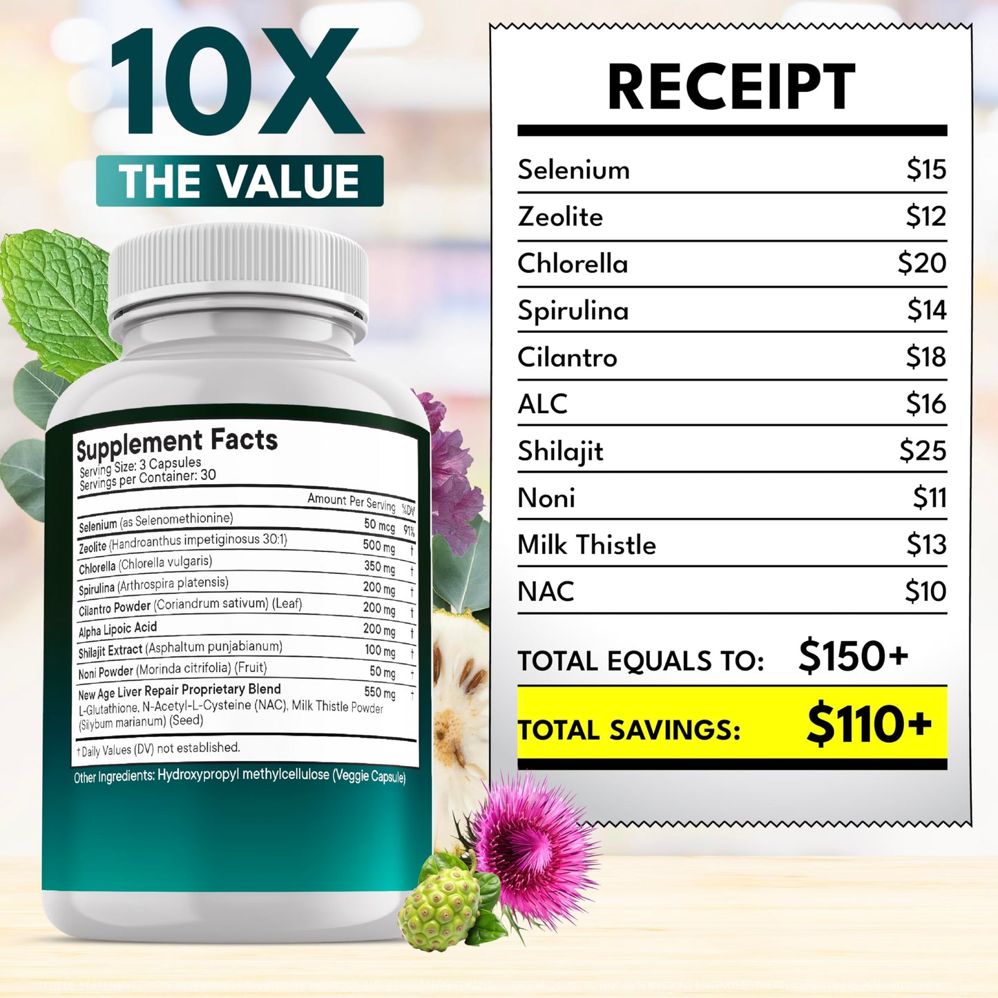 NEW AGE Liver Cleanse & Repair - Help Support Gut Health, and Energy - Zeolite for Adults with Noni, Glutathione, NAC, Chlorella, Spirulina, ALA, Cilantro, Milk Thistle & Shilajit - 60 Count NEW AGE buy supplements Au