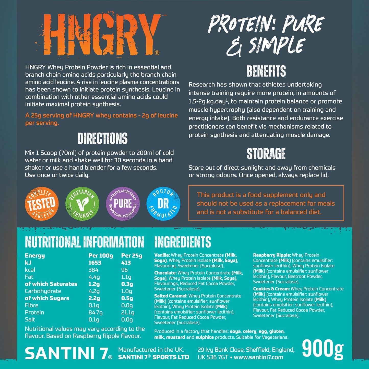 HNGRY Protein Whey Protein Powder Shake with 80% Protein Whey, 900g and 36 Servings HNGRY ProteinBuy Supplements Australia