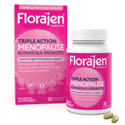 Florajen Triple-Action Menopause Probiotic - Hormonal Balance, Hot Flash, & Mood Swing Relief - Weight Management & Digestive Support - Featuring Berberine, Black Cohosh, & Botanical - 30 Capsules FlorajenBuy Supplements Australia