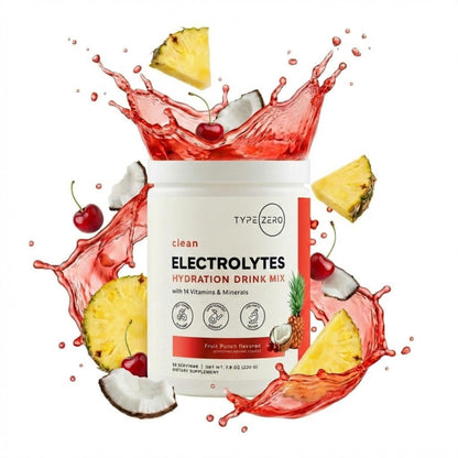 Type Zero Clean Electrolytes Hydration Powder Drink Mix + 14 Essential Vitamins & Minerals - Sugar Free, Zero Artificial Ingredients - Fruit Punch, 50 Servings Type ZeroBuy Supplements Australia