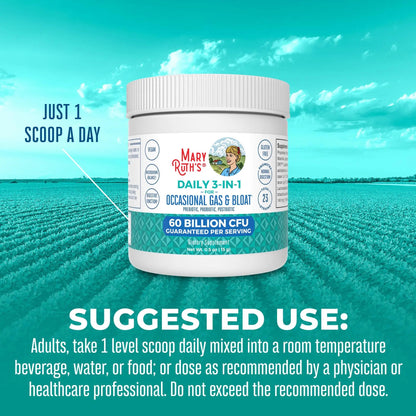 MARYRUTH'S 3-in-1 Gas & Bloat Probiotic Powder | Probiotics for Normal Digestive Function | Probiotics for Women & Men | Prebiotics & Postbiotics | 60 Billion CFU | 23 Unique Strains | 0.5 oz MARYRUTH'SBuy Supplements Australia