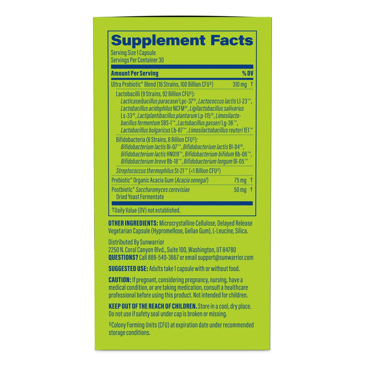 Probiotic for Gut Health 100 Billion CFU Probiotics Supplement Capsules 16 Strains Prebiotics + Postbiotics for Gut Immune & Colon Health Energy & Endurance Support Soy-Free Non-GMO 30 Capsule Serving Sunwarrior buy supplements Au