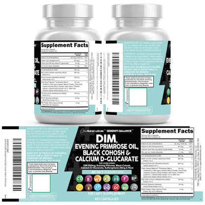 Clean Nutraceuticals DIM Evening Primrose Black Cohosh Calcium D-Glucarate Sulforaphane Flax Seed Extract - Hormonal Support Vitamins for Women with Dong Quai - 60 Caps Clean NutraceuticalsBuy Supplements Australia