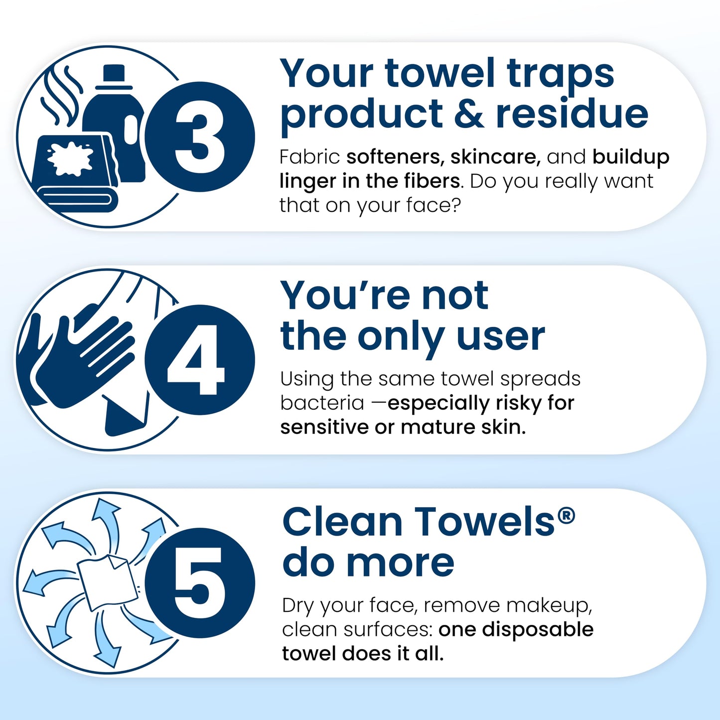 Clean Skin Club Clean Towels XL®, 100% USDA Biobased Face Towel, Disposable Face