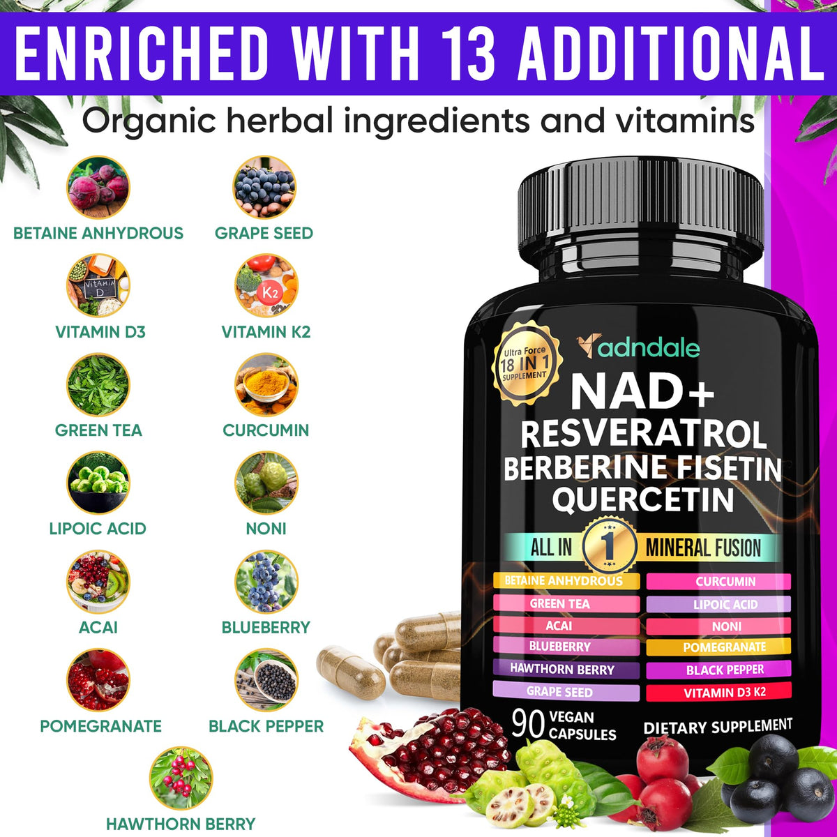 Adndale Liposomal NAD Supplement. Longevity Formula NMN Supplement Alternative. 90CT Advanced NAD+ Resveratrol AdndaleBuy Supplements Australia
