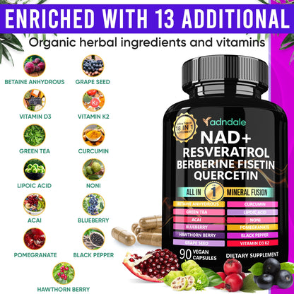 Adndale Liposomal NAD Supplement. Longevity Formula NMN Supplement Alternative. 90CT Advanced NAD+ Resveratrol AdndaleBuy Supplements Australia