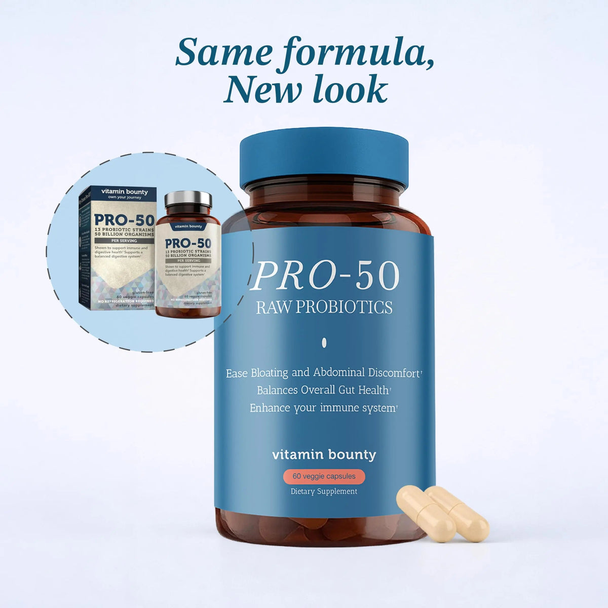 Vitamin Bounty Pro-50 Probiotics 50 Billion CFU for Women & Men - 13 Multi Strain Probiotic + Prebiotic - Digestive Health Supplements for Gut Health Support - Delayed Release Capsules for Men & Women Vitamin BountyBuy Supplements Australia