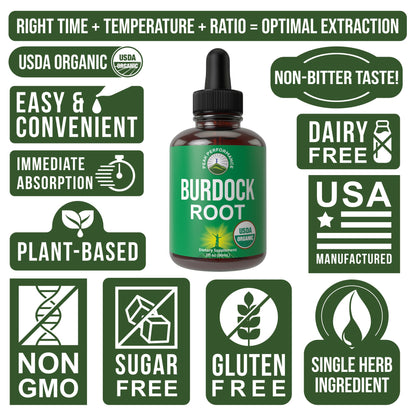 Peak Performance USDA Organic Burdock Root Liquid Drops Supplement. Vegan Extract Tincture for Women and Men. Organic Burdock Root Oil Herb. Zero Sugar, Gluten Free Supplements Peak PerformanceBuy Supplements Australia