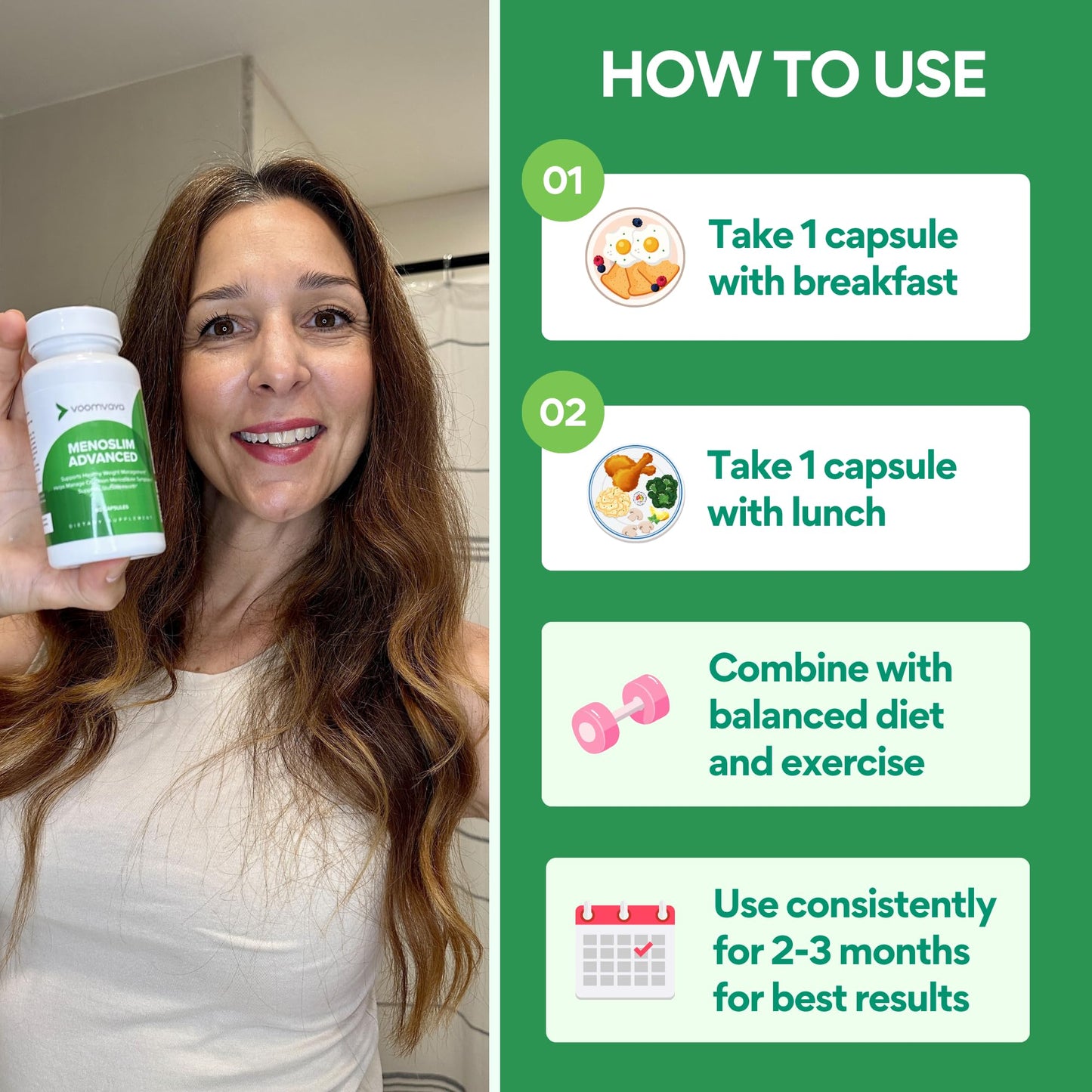 VoomVaya MenoSlim Advanced Menopause Weight Loss for Women – Menopause & Perimenopause Supplement for Women – Supports Healthy Metabolism & Overall Wellness – 60 Capsules VoomVayaBuy Supplements Australia