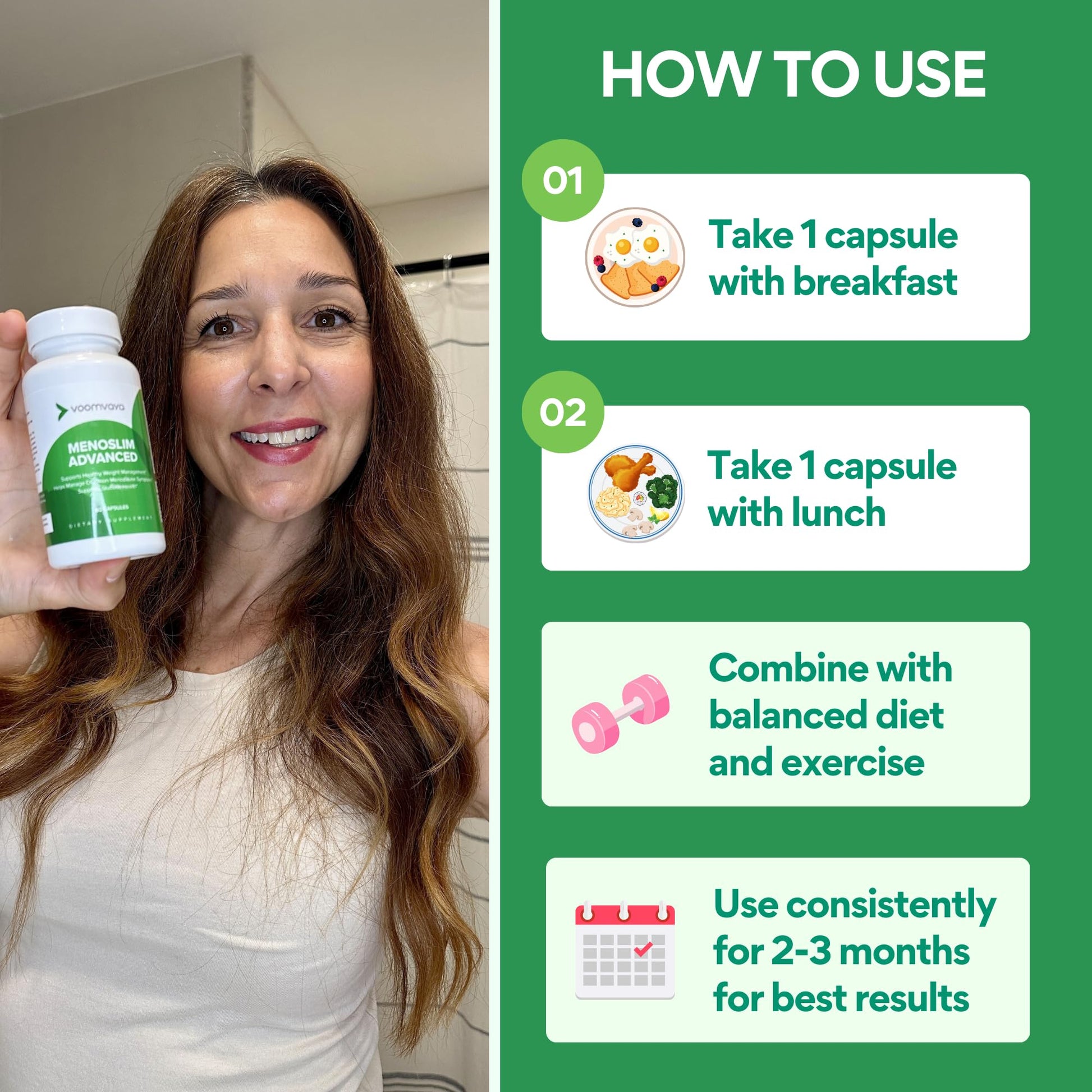 VoomVaya MenoSlim Advanced Menopause Weight Loss for Women – Menopause & Perimenopause Supplement for Women – Supports Healthy Metabolism & Overall Wellness – 60 Capsules VoomVayaBuy Supplements Australia