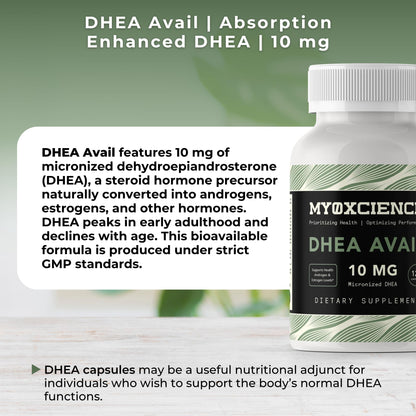 MYOXCIENCE DHEA Avail | Absorption Enhanced DHEA | 10mg, 120 Servings MYOXCIENCE buy supplements Au
