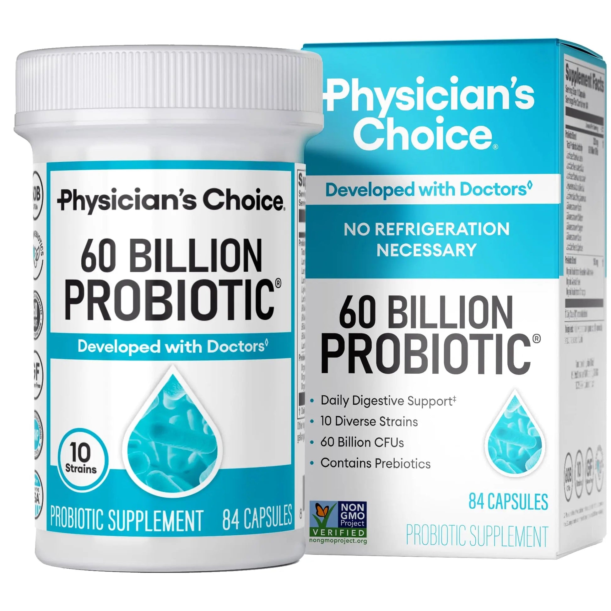 Physician's CHOICE Probiotics 60 Billion CFU - 10 Strains + Organic Prebiotics - Immune, Digestive & Gut Health - Supports Occasional Constipation, Diarrhea, Gas & Bloating - for Women & Men - 84ct Physician's CHOICEBuy Supplements Australia