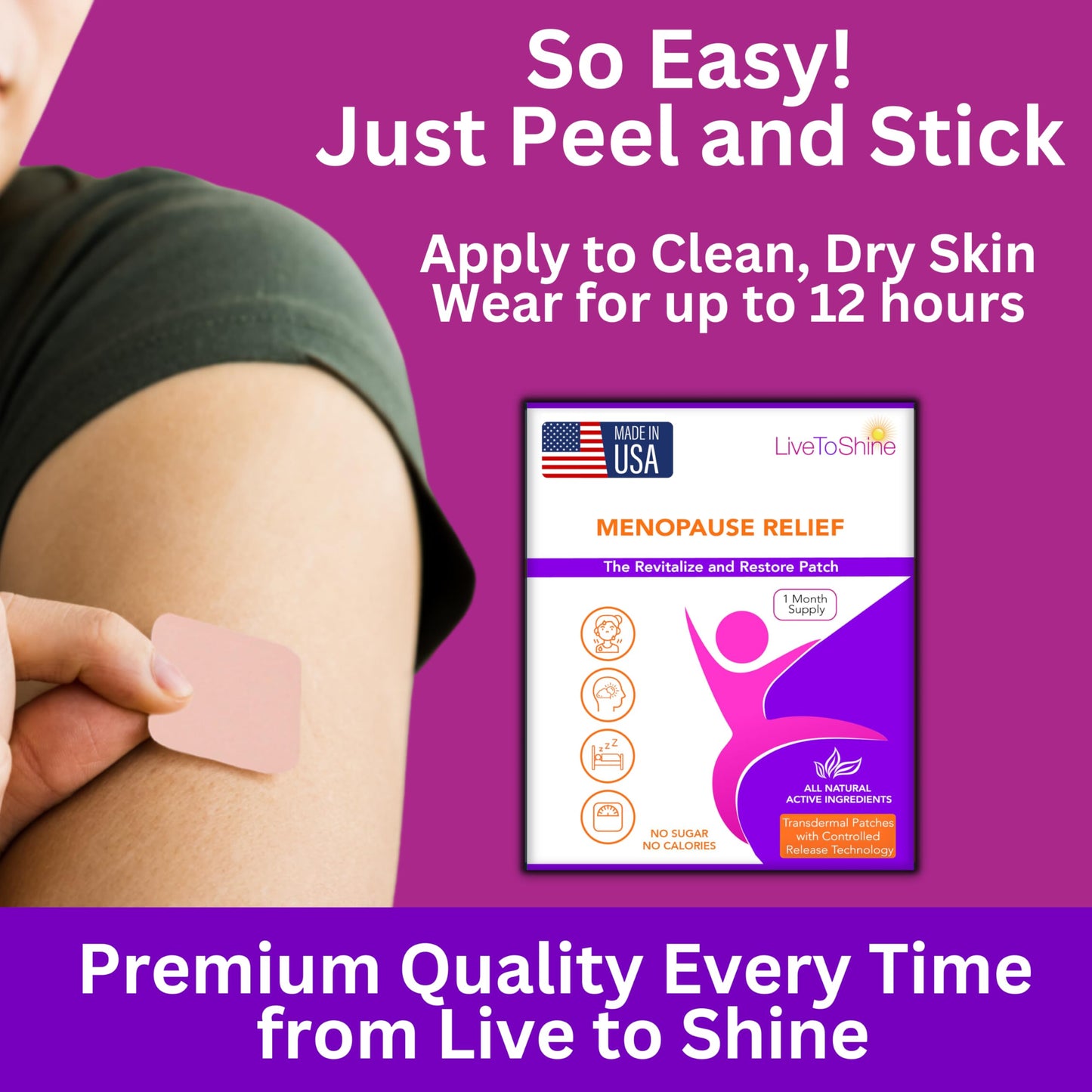 Menopause & Perimenopause Relief Patch for Women – Hot Flash, Mood & Symptom Support – Black Cohosh, Ashwagandha & More – 30 Topical Patches – USA Made by Live to Shine Live To ShineBuy Supplements Australia