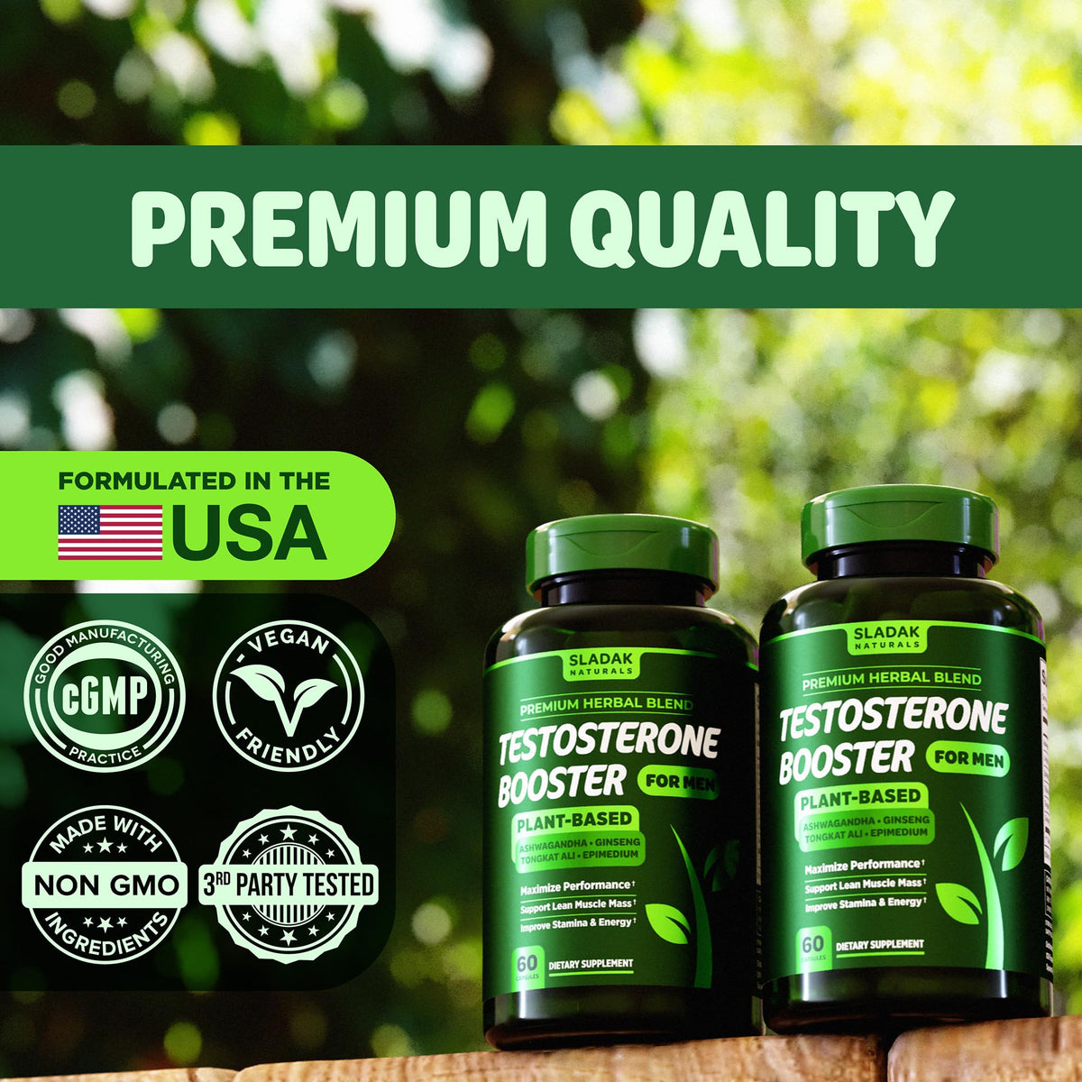 Testosterone Booster Supplement for Men - Male Enhancing Test Boost - Ashwagandha, L-Arginine, Tongkat Ali, Tribulus + More - Workout, Build Muscle, Strength, Energy & Performance - 2 Month Supply SLADAK NATURALS ㅤBuy Supplements Australia