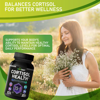 Cortisol Detox Supplement for Women Men - Control & Lower High Cortisol Level - Adrenal Health Balance Cleanse Sleep Stress Support - Magnesium Ashwagandha L-Theanine Cortisol Blocker Reducer ZeniZestBuy Supplements Australia
