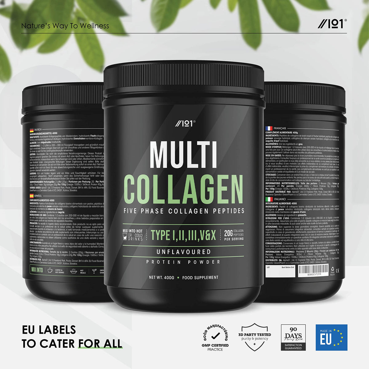 Multi Collagen Protein Powder (400g) - Types I, II, III, V & X - Hydrolyzed Grass Fed Bovine, Wild Caught Fish ALPHA01Buy Supplements Australia