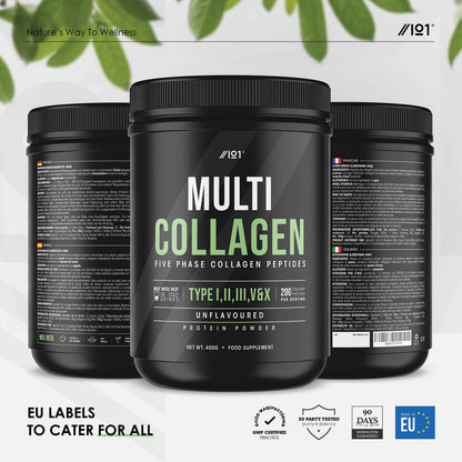 Multi Collagen Protein Powder (400g) - Types I, II, III, V & X - Hydrolyzed Grass Fed Bovine, Wild Caught Fish ALPHA01Buy Supplements Australia