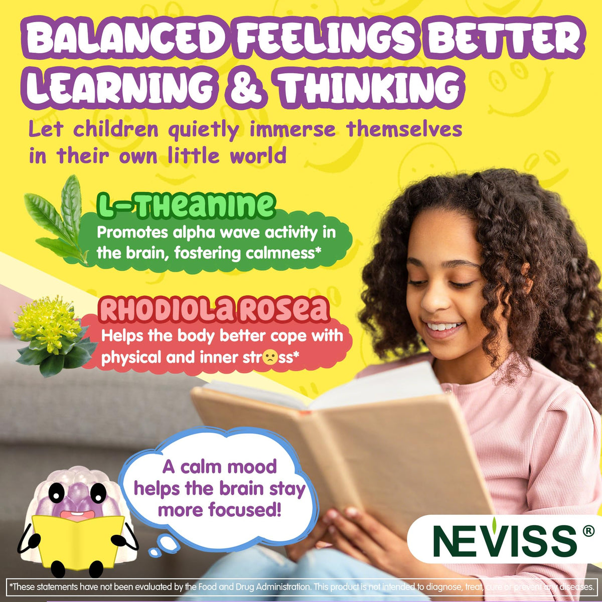 Kids Focus Gummies - Brain Supplements with Vegan Omega 3 DHA, Phosphatidylserine, L-Theanine, L-Tyrosine, Methylated B6 & B12 for Kids & Teen Support Attention, Memory, Nootropic, Sugar Free 60cts NEVISSBuy Supplements Australia