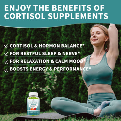 Cortisol Supplements Gummies for Women, Cortisol Reducer w.Ashwagandha Rhodiola Rosea Magnesium L-Theanine Phosphatidylserine Black Peper, Hormone Balanced & Lower Cortisol - 30 Day Vegan Supply HerbanceBuy Supplements Australia