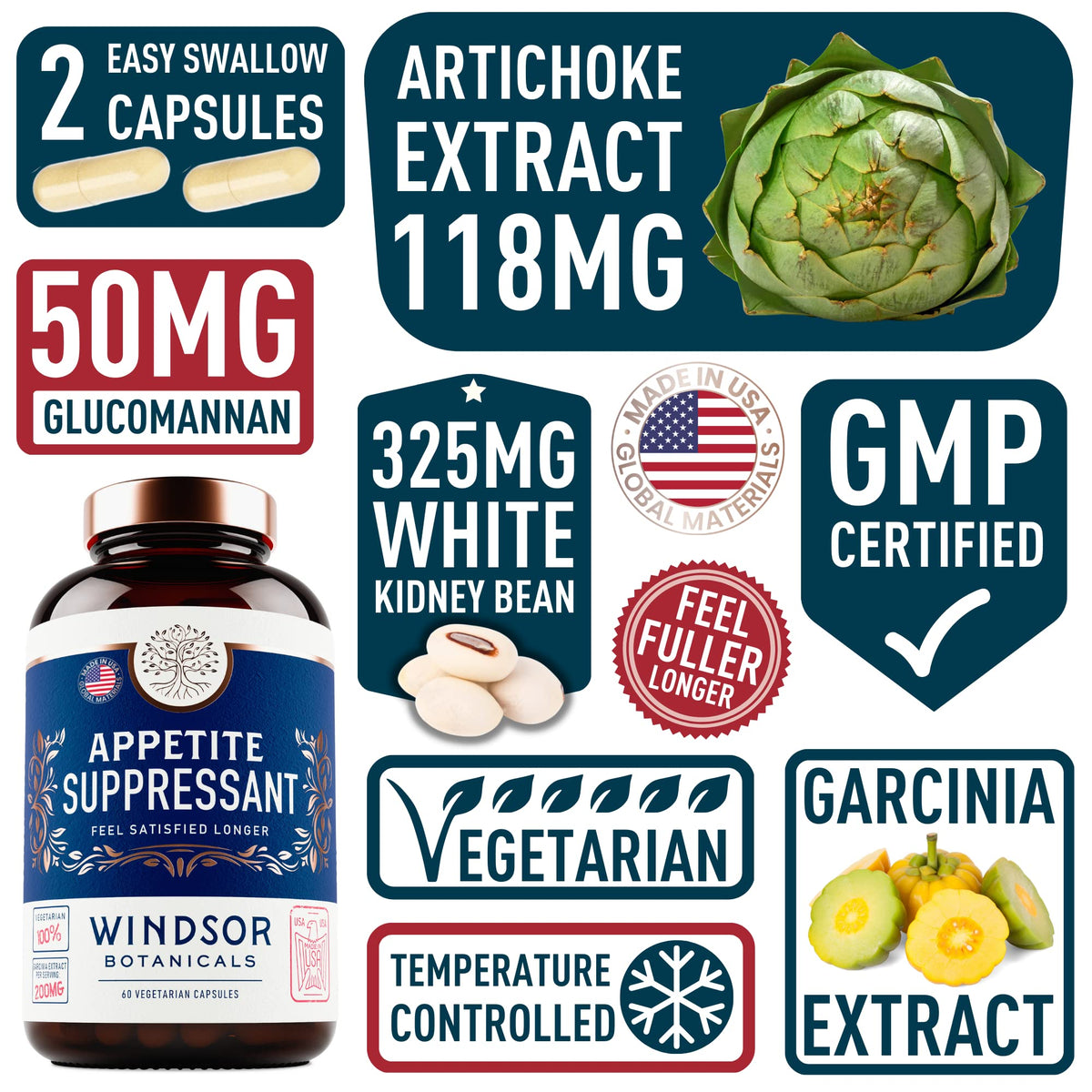 Appetite Suppressant for Weight Loss - Garcinia Cambogia, Glucomannan Appetite Control WINDSOR BOTANICALSBuy Supplements Australia
